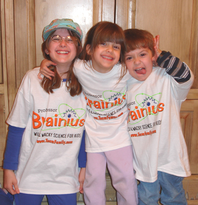 Professor Brainius fans wearing their new t-shirts proudly!